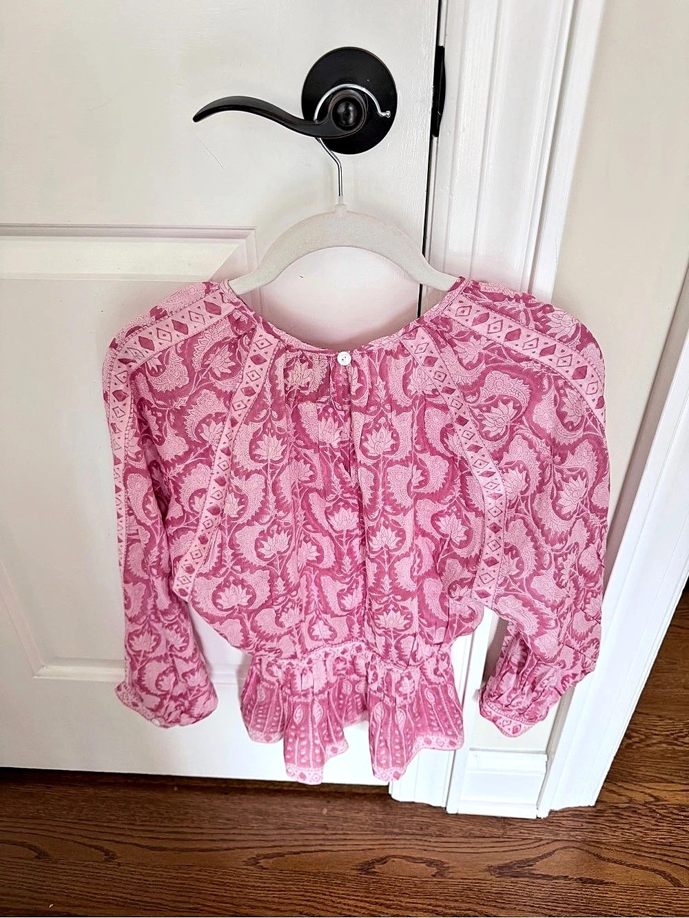 MISA Los Angeles Paisley Peplum Blouse in Pink Size XS